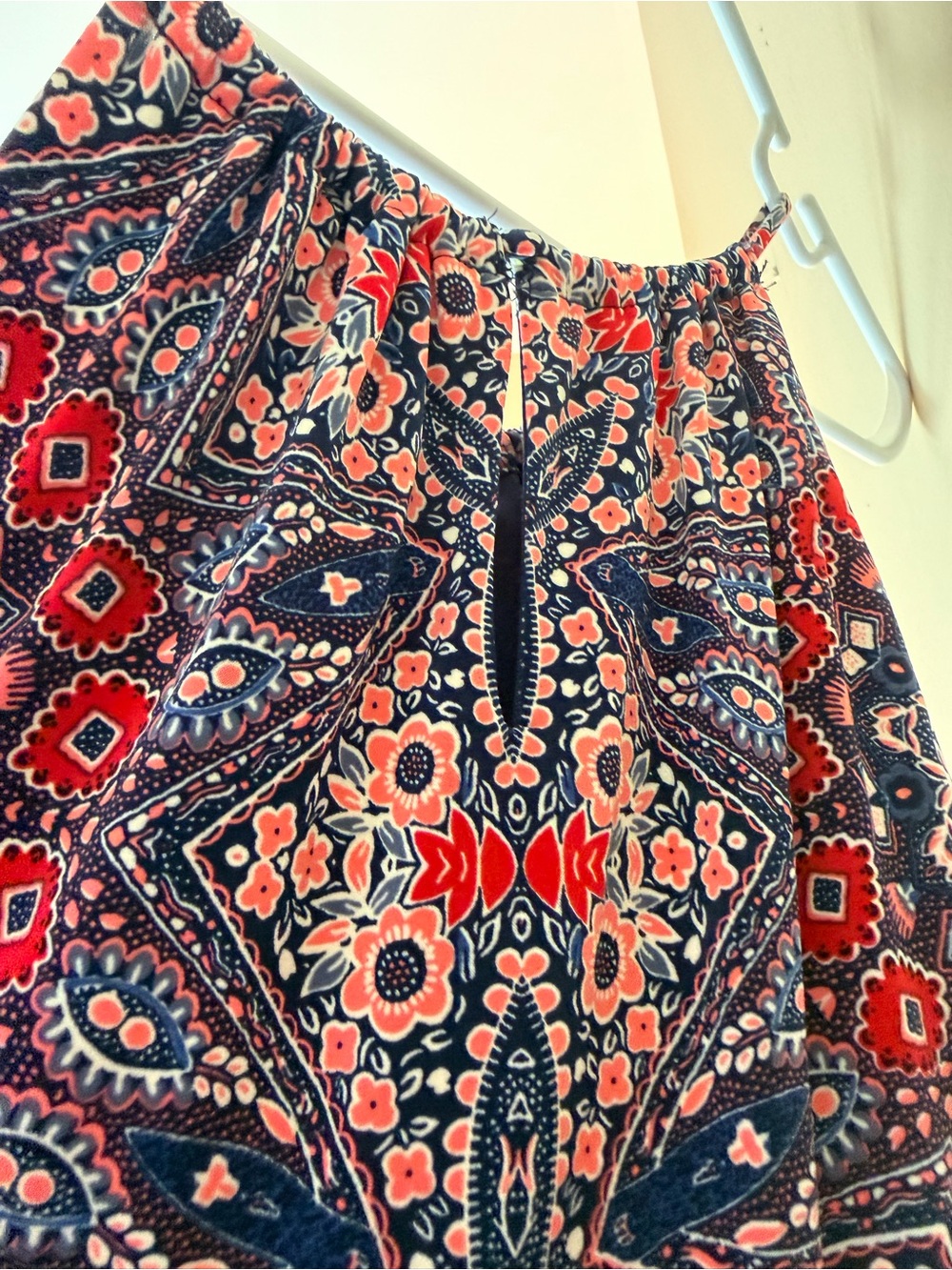 Navy Pink Boho Medallion Print Halter Keyhole Maxi Dress Womens Petite 10 Summer - Picture 4 of 5